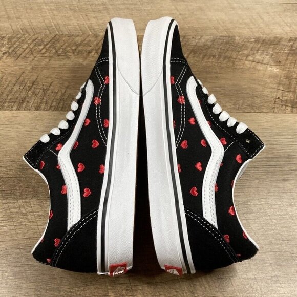 VANS Old Skool Hearts Love Black Red White RARE Shoes Sneakers Womens 8 NEW - Picture 7 of 9